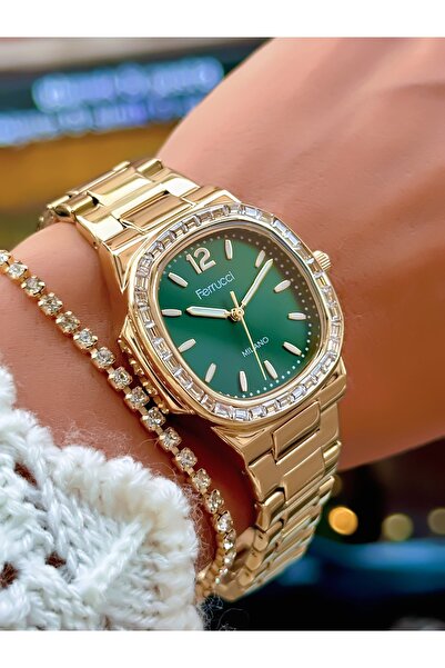 Ferrucci ساعة يد نسائية بسوار فولاذي مقاومة للماء 3 ATM مع ضمان لمدة عامين