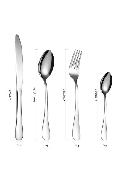 Trendy's Set tacamuri din inox 48 piese, TRENDY’S, crom