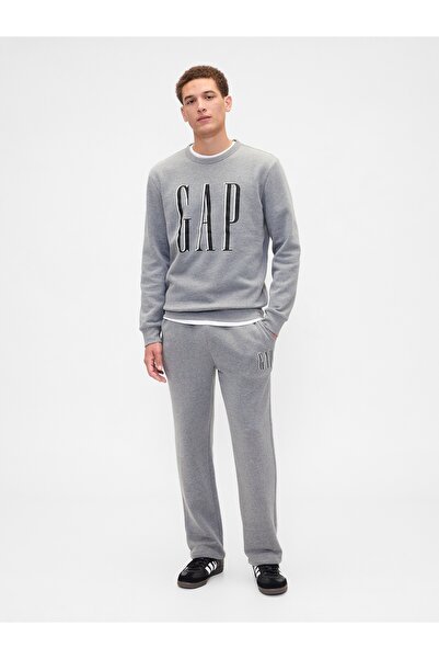 GAP Erkek Gri Logo Fleece Sweatshirt