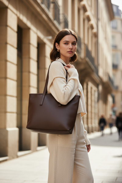 KISCHE Large Shoulder Bag Lined Zippered Casual Bag