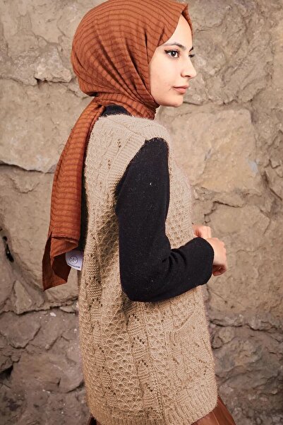 Çt Çeyizci Tekstil Dowry Vest, Buttoned Mother's Vest, Glitter Vest, Gift Vest, Bridal Glitter Vest with Pockets Cappuccino