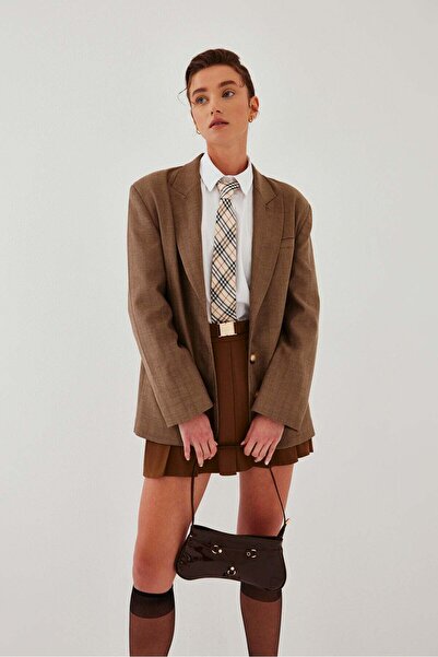 Mathilda Store Дамско кафе с кръстосан яка, полуподплатено сако, ограничена серия, прекалено голямо, закопчаване отпред, елегантно