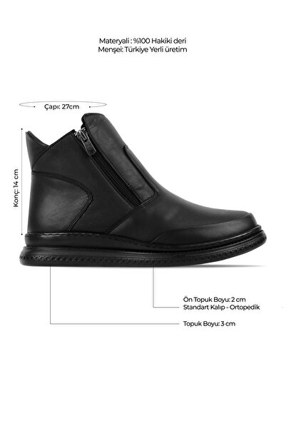 Lal Shoes & Bags Zozo Kadın Hakiki Deri Çift Fermuar Detaylı Bot-siyah