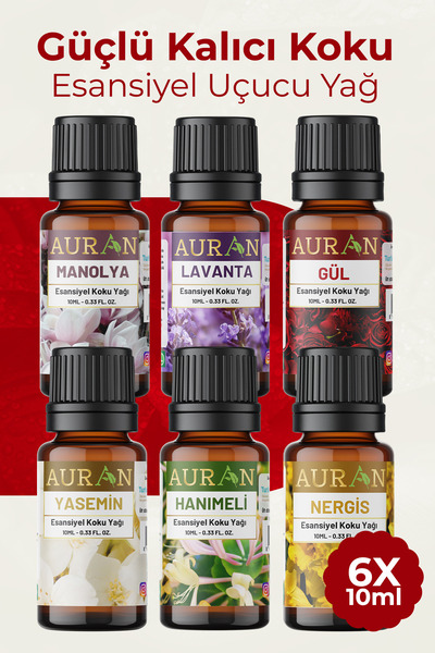 AURAN Çiçekler Seti Saf Esansiyel Uçucu Yağ Buhurdanlık Yağı Difüzör Esansı A...