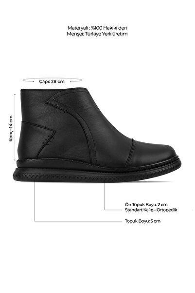Lal Shoes & Bags Eolo Kadın Hakiki Deri Dikiş Detaylı Fermuarlı Bot-siyah