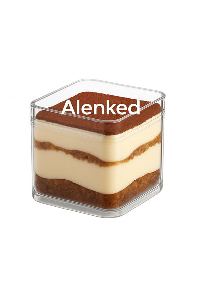 alenked Kare Şeffaf Tatlı ve Sunum Kabı – 250 ml - 100 Adet