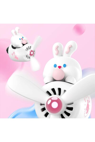 Mega Oto Market مشبك معطر للسيارة على شكل مروحة لتزيين مكيف الهواء، أرنب الطيار الأبيض