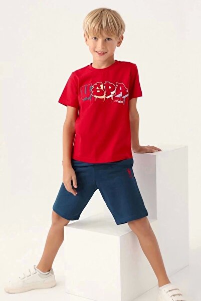 U.S. Polo Assn. U.S. Polo Assn Licensed Graphic Written Red Boys' Bermuda Suit