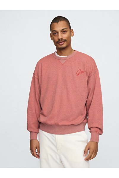 GAP Erkek Pembe VintageSoft Oversize Logo Sweatshirt