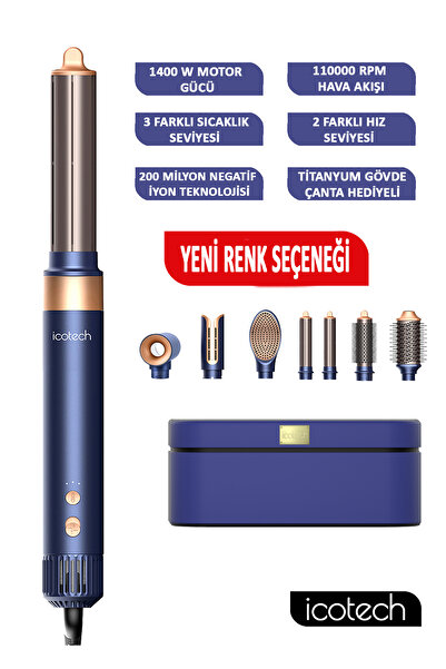 icotech Hs60 Lacivert 7 In 1 Multi Styler Saç Şekillendirici Saç Maşası Hava ...