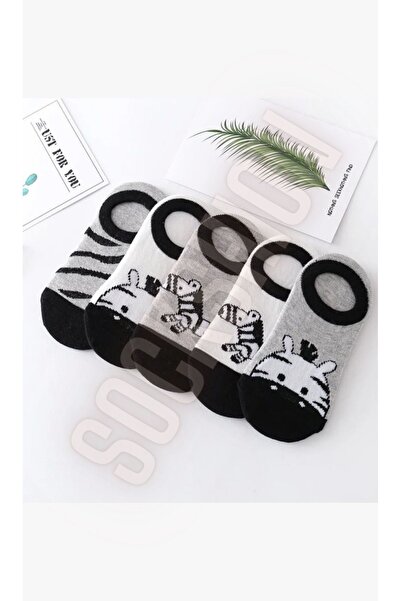 SOCKSHION Sada 5 barevných dětských botiček se vzorem zebry