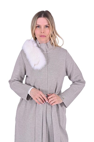 Invee Steel Knitted Fur Detailed Knitwear Cap Beige