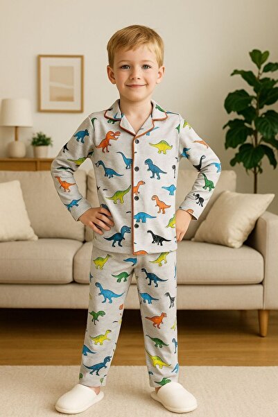 MAXI DRY Dinosaur Patterned Children's Pajamas Set Age 3-14