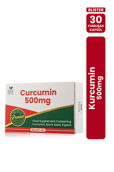 HCK NATURAL Kurkumin 500mg İçeren Takviye Edici Gıda 30 Yumuşak Kapsül Blister