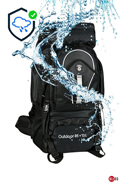 Bliss Professional Black 95+10 Liter Water Resistant Mountaineer & Camping Bag with Back Support