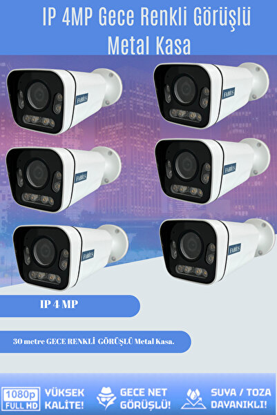 Fabius Gece Renkli Görüşlü Altılı Ip Poe Sesli Metal Kasa Güvenlik Kamerası