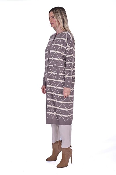 Invee Crystal Knitwear Long Cardigan Mink