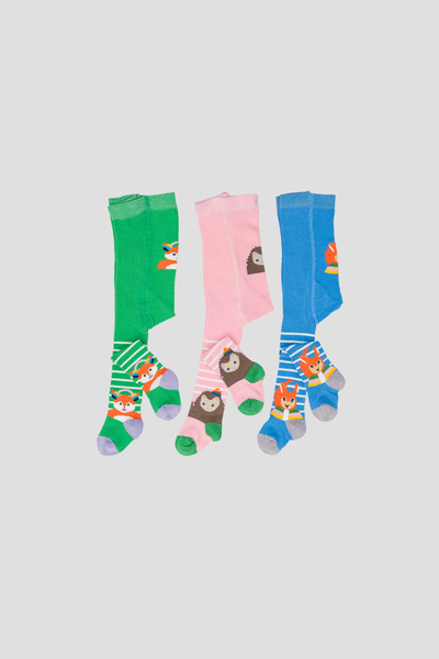 Defne Baby 3 قطع جوارب طويلة قطنية منقوشة على شكل فأر لطيف للفتيات والأطفال