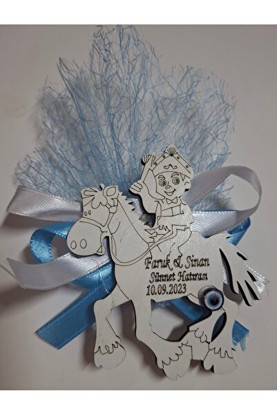 GÜVEN Ahşap Figür At Üstünde Çocuk Sünnet Magnetleri 24 Adet