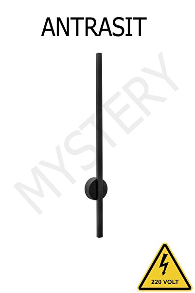MYSTERY Pigas Düğmesiz Osram Led Modern Dekoratif Led Duvar Aplik 70cm Siyah 3000k Günışığı