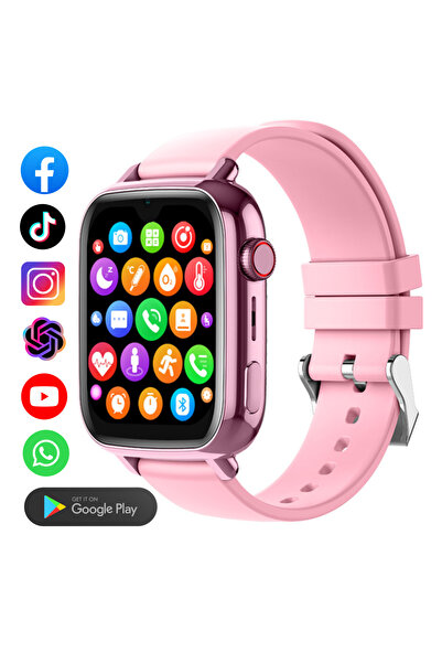 Wingereich Ceas smartwatch GPS 4G, Google play, Whatsapp, ChatGPT, Instagram, camera HD, Wingereich, roz