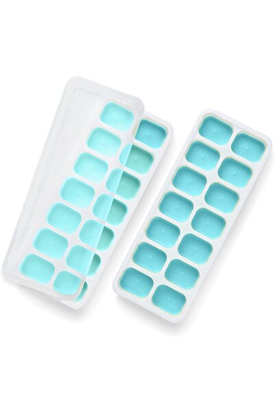 Bukate Set de 2 Forme de Gheata cu Capac, Bukate®, Reutilizabile, 14 Comparti...