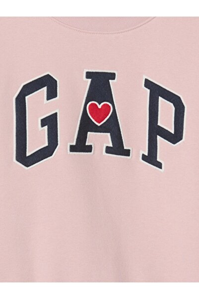 GAP Kız Çocuk Pembe Logo Vintage Soft Sweatshirt