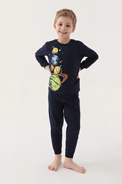 Rolypoly Σετ Πιτζάμες με μακρυμάνικη μπλούζα Planets Navy Blue Boy