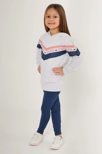 U.S. Polo Assn. BASE. Polo Assn Striped White Girls Tracksuit Set