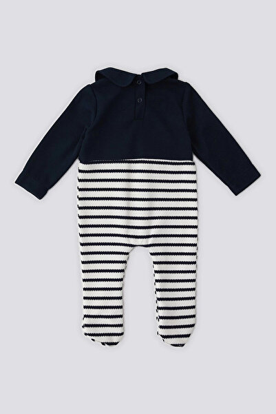 U.S. Polo Assn. U.S. Polo Assn Navy Blue Baby Jumpsuit with Button Detail Booties