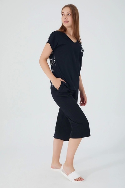 Arnetta Just Breathe Siyah Kadın Kısa Kol Pijama Takım