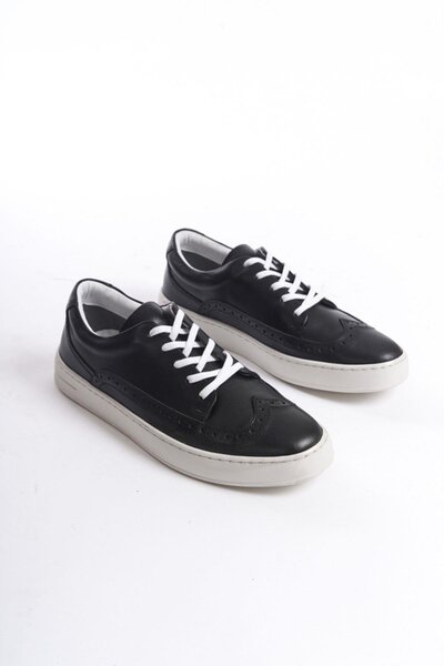 Mubiano Genuine Leather Men's Sports Shoes & Sneakers Black-Mbkry013-S