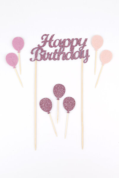 Le Mabelle Lilac Happy Birthday Balloon Cake Decoration