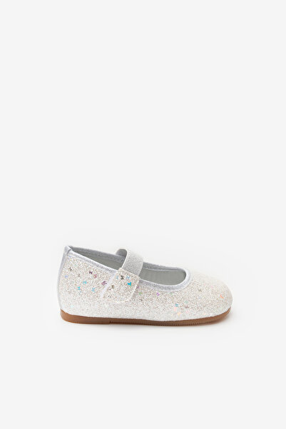 Le Mabelle White Butterfly Glitter Girls' Ballerina Shoes