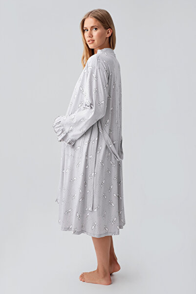 Artış Σετ νυχτικό με μακρυμάνικο ελαστικό βαμβακερό φόρεμα εγκυμοσύνης