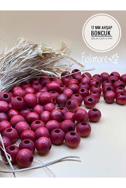 Fiolimore Mărgele din lemn roșu de 17 mm (50 gr 32 bucăți) Diametru gaură lar...