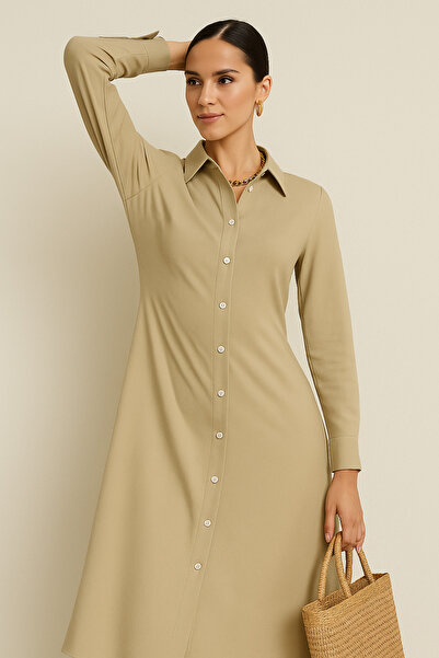 Rich Women's Long Sleeve Button-Down Shirt Dress