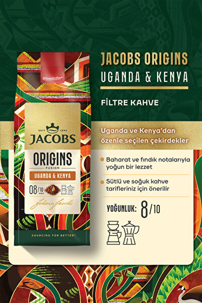 Jacobs Origins Brazil & Colombia + Uganda & Kenya Filtre Kahve 200gr 2'li Paket