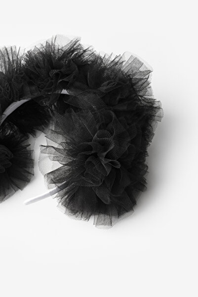 Le Mabelle Siyah Tül Ponponlu Kız Çocuk Taç