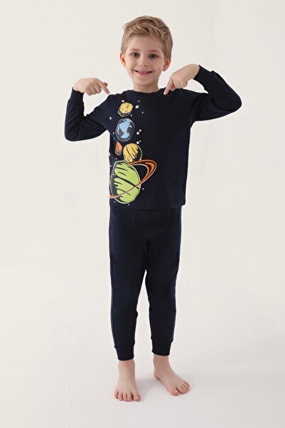 Rolypoly Σετ Πιτζάμες με μακρυμάνικη μπλούζα Planets Navy Blue Boy