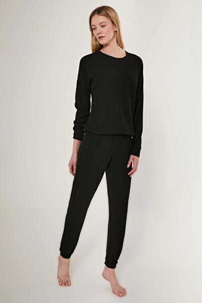 Pierre Cardin Γυναικείο μακρυμάνικο σετ πιτζάμες Pinstripe Black