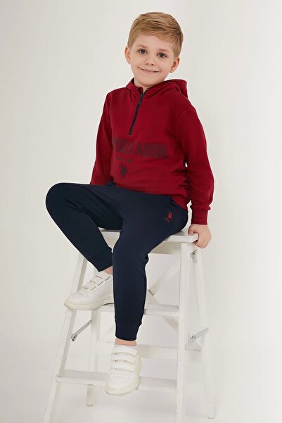 U.S. Polo Assn. ΒΑΣΗ. Σετ φόρμες Polo Assn Stripes Claret Red Boys