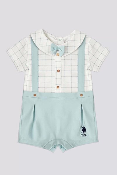 U.S. Polo Assn. US Polo Assn Licensed Bow Tie Green Baby Boy Jumpsuit