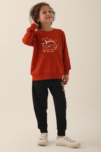 Rolypoly Σετ φόρμες για αγόρια Dinosaur Brown