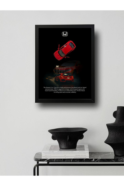 artevelle Honda Civic Type R Çerçeveli Diecast Tablo (1:32 Ölçek, Siyah MDF Çerçeve)