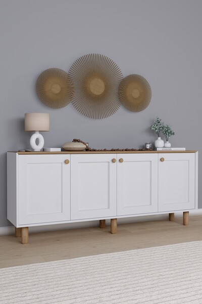 midoser Bohem Serisi Natura Mat Beyaz - Açık Ceviz Konsol