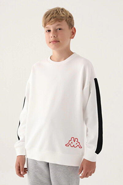 Kappa Krem Bisiklet Yaka Kol Detay Erkek Çocuk Sweatshirt