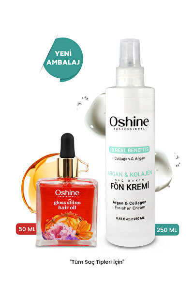 OSHİNE Argan Yağı Saç Serumu & Isıya Karşı Koruyucu Argan Kolajen Saç Spreyi