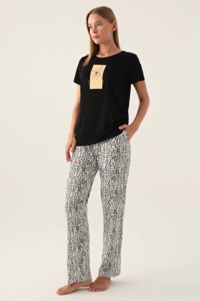 Arnetta Set de pijamale cu mânecă scurtă pentru femei Candy Black