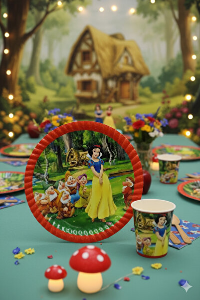 Deniz Party Store Pamuk Prenses Ve Yedi Cüceler Karton Tabak Bardak Set 8 Kiş...